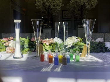Sand Ceremony Glass Vases And Different Coloured Sand