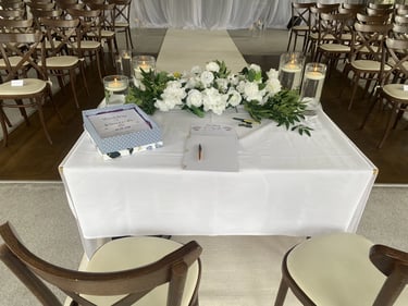 Beginning of Wedding Ceremony With Script and Certificate on a Table