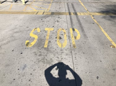 Before repainted dock safety markings