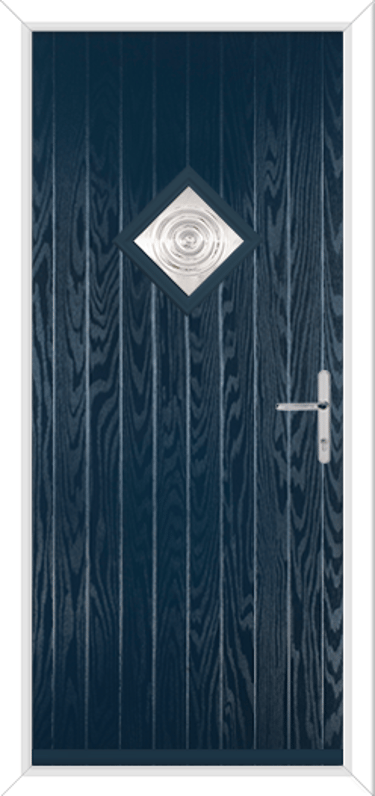 blue short composite door with bullion diamond glazing