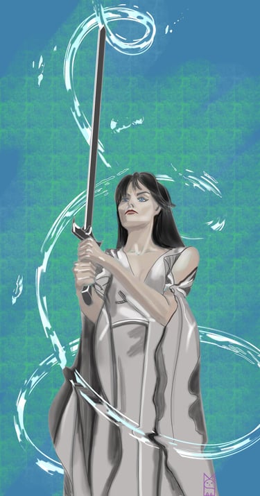 Woman holding a sword
