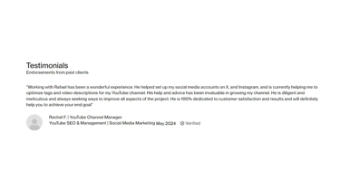 a client testimonial - black letters and a white background