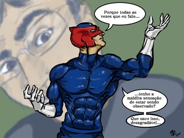 Desenho do Boneco Genérico Azul, personagem do Guilherme Neves Briggs, dublador e artista brasileiro.
