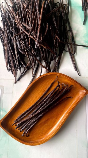 vanilla beans on tray