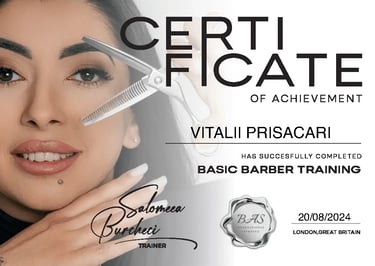 Hair cutting and styling skills training certificate displayed in Detangled Hair Studio