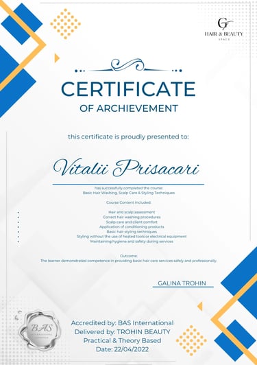 Infection control and hygiene in hair and beauty salon qualification certificate