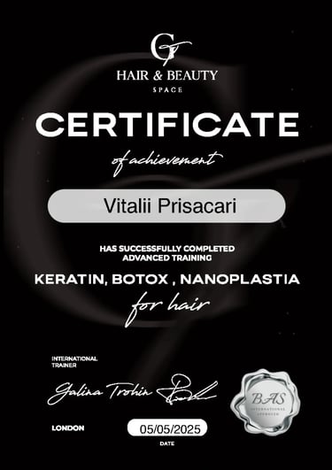 Professional keratin and nanoplastia treatment certification for London hair stylist