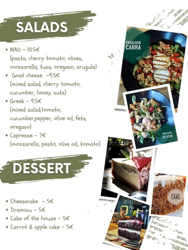 Menu page for Salads & desserts MaoLounge