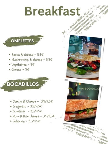 Menu Page for brekfast MaoLounge