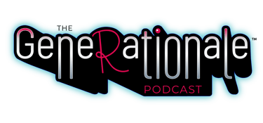 Official logo for The GeneRationale Podcast featuring stylized neon text with a blue glow effect.