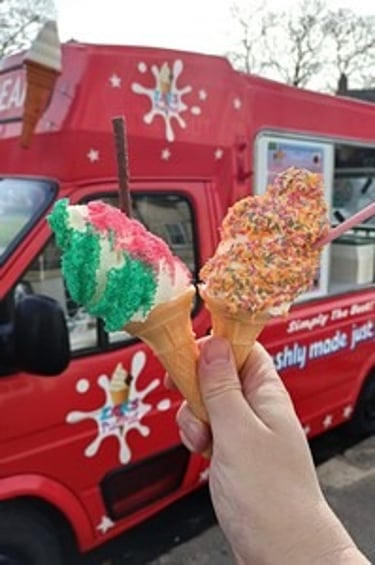 A family fun day ice cream and dessert van hire whippy ice cream from ZAKS pud pod ice cream and dessert van