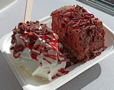 Delicious Black forest cheesecake with ice cream from ZAKS Pud Pod