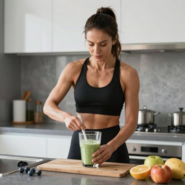 Women over 35 making protein smoothie healthy lifestyle fitness nutrition