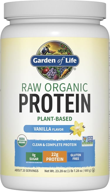 Garden of Life organic vegan protein powder with probiotics for digestion and hormone support
