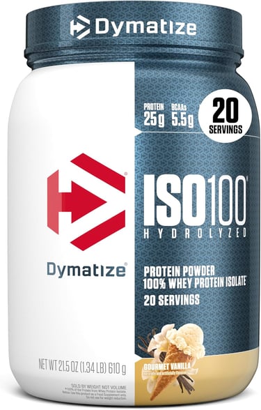 Dymatize ISO100 hydrolyzed whey protein powder for lean muscle and strength training women