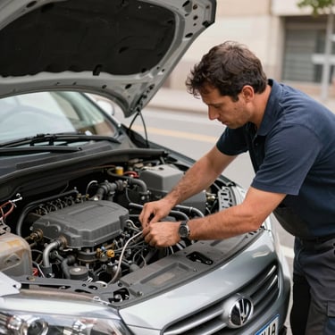 Close-up of a professional inspecting a product carefully with a checklist in hand.
