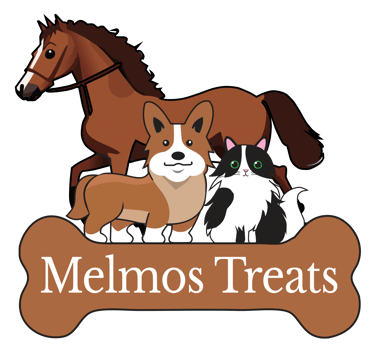 Melmos Dog Treats. Handmade, locally sourced, allergy free, 5 ingredients or less treats for dogs, cats, and horses. logo