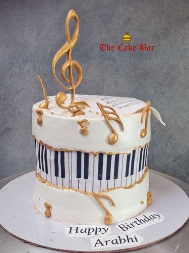 Music theme piano cake design for birthday in Bengaluru