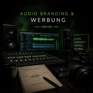 Professionelles Tonstudio-Setup für Audio Branding und Sounddesign im Werbebereich
