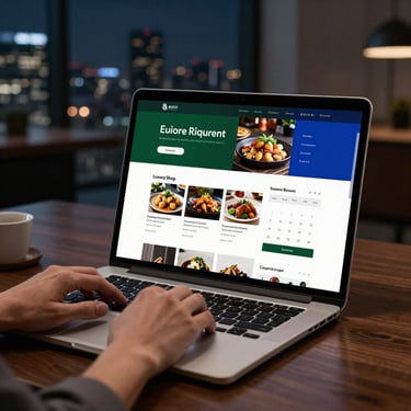 computadora con pagina e-commerce profesional donde el cliente tiene tienda y puede agendar servicio