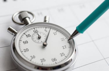 An image of a stopwatch or a calendar with a teal #2A9D8F pen, symbolizing punctuality and reliability. The style is clean, modern, and high-contrast, set against a light grey #F5F8FA background.