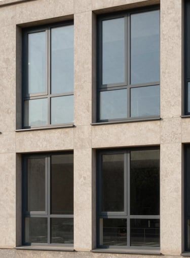 Anatolian modern architecture featuring large PVC frame windows in a professional finish.