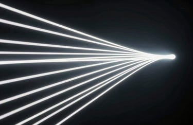 Converging light rays representing engineering precision and flawless, on-time digital delivery.