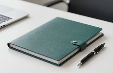 A professional setting showing a high-end corporate folder and a modern pen on a clean desk, symbolizing legal and financial structure. The palette includes #1A322C and #4F7E6C.