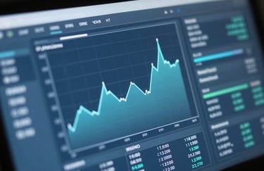 Macro shot of a high-tech screen showing moving graphs and analytics, representing real-time optimization. Palette: #4A7C9F.