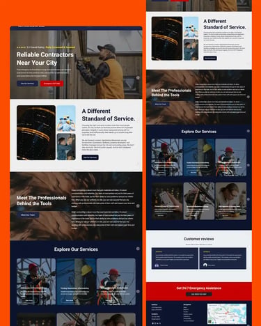 template of contractor's website design for small business