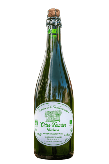 Bouteille de Cidre brut, alcool normand, cidrerie de la Gentilhommière à Osmoy-Saint-Valéry