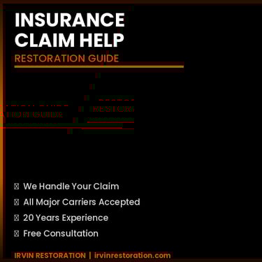 insurance claim help restoration guide Texas - Irvin Restoration fire water damage insurance claim DFW