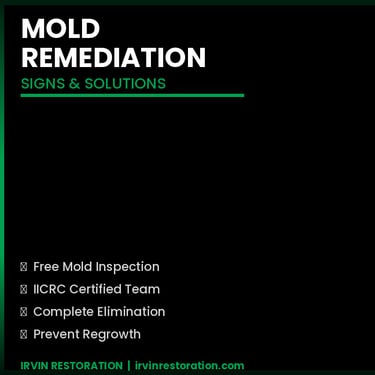 mold remediation signs and solutions DFW homeowners - Irvin Restoration mold removal Irving TX
