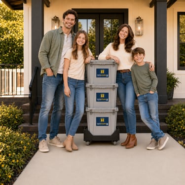 Family ditching moving boxes for reusable tote rental delivery in Johnson City TN