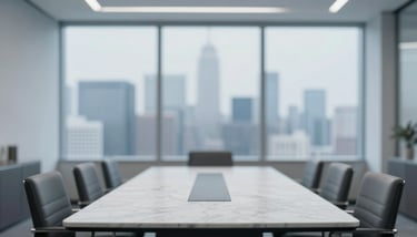 A premium smartphone displaying dynamic digital marketing analytics, resting on an off-white (#F8F9FA) table next to a cup of black coffee.