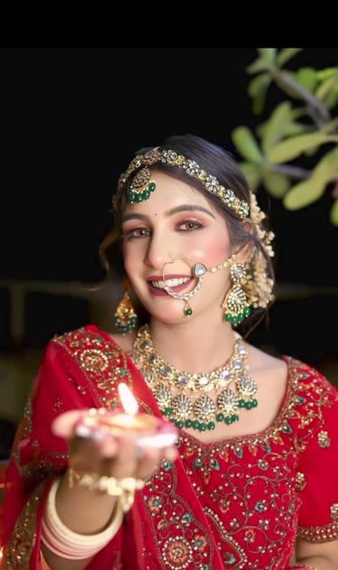 HD Bridal Makeup look in Red Lehenga