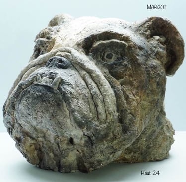 sculpture terre margot bouledogue anglais  pas commode pigments terre