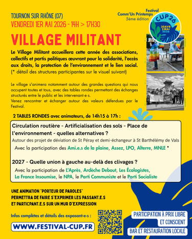 Affiche 1 du Village MILITANT de CUP26