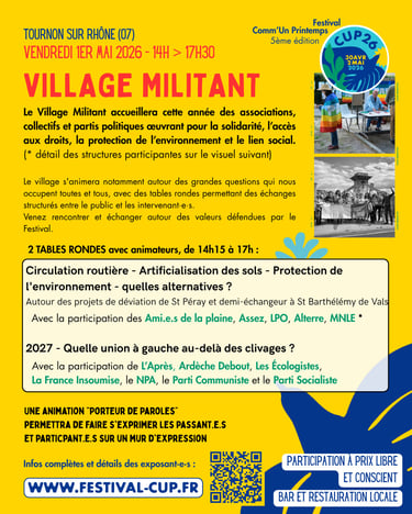 Affiche 1 du Village MILITANT de CUP26