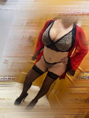 a woman in a leopard print brailler and stockings
