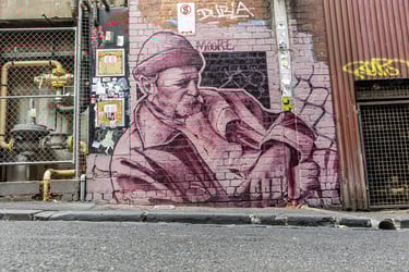 Street art by Louis Moore in Highson Lane, Melbourne