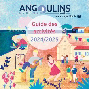 Couverture illustrée du guide des activités représentant des personnages dansant jouant de la musique et faisant du sport