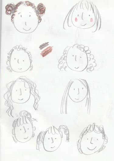 sketchbook roughs of childrens faces