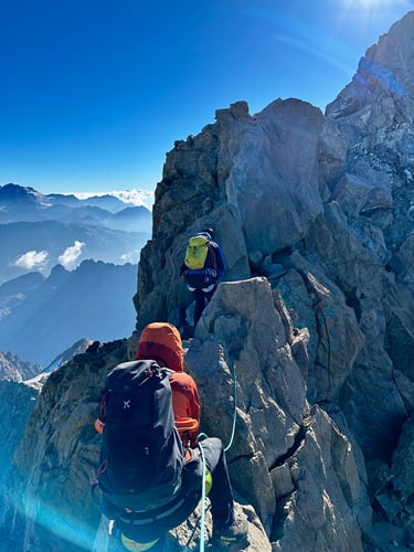 Mountaineering on Monte Disgrazia normal Route. Valmasino, Italy