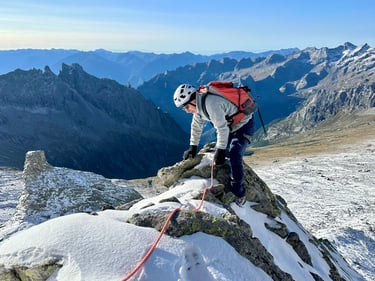 Scrambling on Piz Badil Normal Route