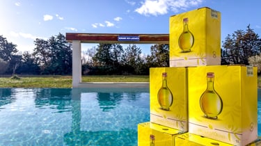 Olive oil produced locally from the olive grove next to the infinity pool at Domaine Des Lucques