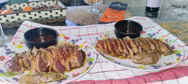 Tataki de magret de canard faite maison de la restauration à la demande chez Domaine Des Lucques