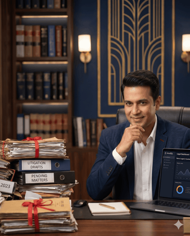 Indian lawyer using JurisOS legal practice management software