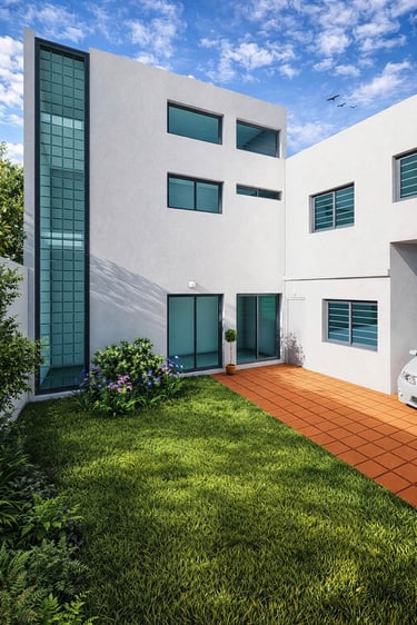 Vivienda unifamiliar moderna con diseño funcional y espacios abiertos