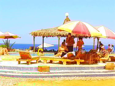 Enjoying the swimming pool at Bedouin star